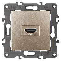 Дизайнерская розетка HDMI, шампань, Б0034335 Эра, серия Elegance