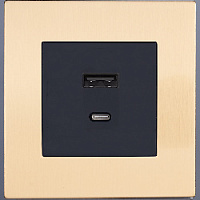 Дизайнерская розетка USB Type-C, золотой, SJAN33CC12 Salvador, серия 24 Harmonie