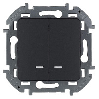 Дизайнерский выключатель с подсветкой, антрацит, 673633 Legrand, двухклавишный, серия Inspiria