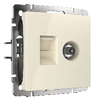 Дизайнерская розетка ТВ + RJ-45 6 cat., слоновая кость глянцевый, W1181303 Werkel