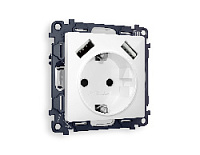 Комплект механизма электрической розетки 2USB A+A 18W (быстрая зарядка) с/з, белый глянец, MA109010 Ambrella Volt