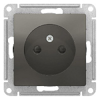 Дизайнерская розетка без заземления, со шторками, сталь, ATN000949 Schneider Electric, серия Atlas Design