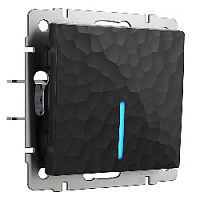 Дизайнерский выключатель с подсветкой, черный, W1212108 Werkel, одноклавишный проходной, серия Hammer