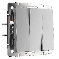 Дизайнерский выключатель, серебряный глянцевый, W1130006 Werkel, трехклавишный