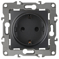 Дизайнерская розетка с заземлением, антрацит, Б0014679 Эра, серия 12