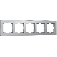 Дизайнерская рамка 5 местная, серебряный, алюминий, W0051706 Werkel