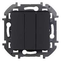 Дизайнерский выключатель, антрацит, 673643 Legrand, трехклавишный, серия Inspiria