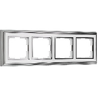Дизайнерская рамка 4 местная, хром / белый, алюминий, акрил, W0041331 Werkel