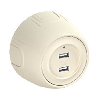 Дизайнерская розетка USB двойная, с подсветкой, 7700897, бежевый, OneKeyElectro, серия Rotondo