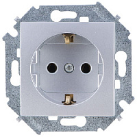 Дизайнерская розетка с заземлением, алюминий, 1591432-033 Simon, серия 15