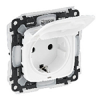 Дизайнерская розетка IP44 с заземлением, шторками и с крышкой, белый, 755204 Legrand, серия Valena Allure