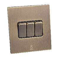 Дизайнерский выключатель Aura Бронза браш, BABR3KB Bonze трехклавишный