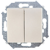 Дизайнерский выключатель, шампань, 1591397-034, Simon, двухклавишный проходной, серия 15