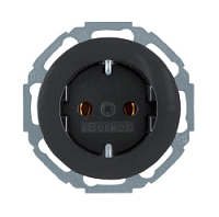 Розетка электрическая с заземлением, черный глянцевый, 47452045 Berker