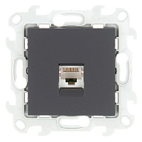 Дизайнерская розетка компьютерная RJ-45 кат. 5е и заглушка, графит, 2410598-038 Simon, серия 24 Harmonie
