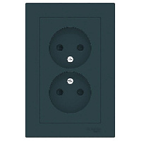 Дизайнерская двойная розетка без заземления, со шторками, изумруд, ATN000822 Schneider Electric, серия Atlas Design