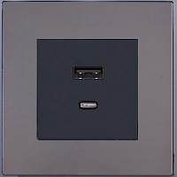 Дизайнерская розетка USB Type-C, темный глянец, SJAN88DC12 Salvador