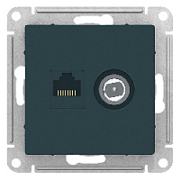 Дизайнерская розетка TV + RJ-45 кат. 5e, изумруд, ATN000889 Schneider Electric, серия Atlas Design