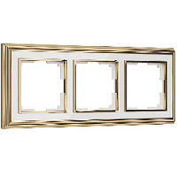 Дизайнерская рамка 3 местная, золото / белый, алюминий, акрил, W0031329 Werkel
