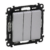 Дизайнерский выключатель, алюминий, 752603 Legrand, трехклавишный, серия Valena Life
