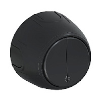 Дизайнерский выключатель, черный, 7700960 OneKeyElectro, двухклавишный проходной, серия Rotondo