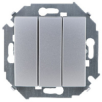 Дизайнерский выключатель, алюминий, 1591391-033, Simon, трехклавишный, серия 15