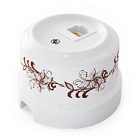 Ретро розетка компьютерная RJ-45 cat.6, белый с коричневым узором, 32117 Lindas