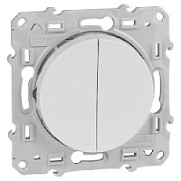 Дизайнерский выключатель, белый, S52R213 Schneider Electric, двухклавишный, проходной, серия Odace