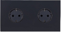 Дизайнерская двухпостовая розетка с заземлением, черный, SJAN13BC11 Salvador