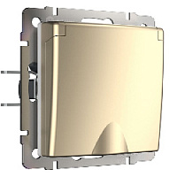 Дизайнерская розетка с заземлением, шторками и с крышкой IP44, шампань металлик, W1171211 Werkel