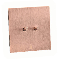 Дизайнерский выключатель Aura Медь браш, BAC2KTC Bonze двухклавишный