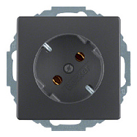 Дизайнерская розетка с заземлением, под углом 45º, антрацитовый, бархатный лак, 47276086 Berker, серии Q.1/Q.3/Q.7