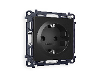 Комплект механизма электрической розетки с/з на винтовых зажимах, черный матовый, MO806010 Ambrella Volt