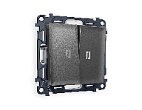 Комплект механизма 2-кл выключателя с подсветкой 5600K нейтральный белый свет, антрацит серый, MA654015 Ambrella Volt, двухклавишный