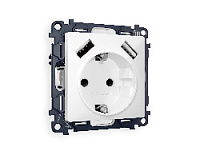 Комплект механизма электрической розетки 2USB A+A 18W (быстрая зарядка) с/з, белый матовый, MA129010 Ambrella Volt