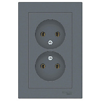 Дизайнерская двойная розетка без заземления, грифель, ATN000720 Schneider Electric, серия Atlas Design