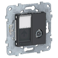 Дизайнерская розетка TV + RJ-45 кат. 6, антрацит, NU547054 Schneider Electric, серия Unica New