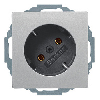 Дизайнерская розетка с заземлением, под углом 45º, алюминиевый, бархатный лак, 47276084 Berker, серии Q.1/Q.3/Q.7