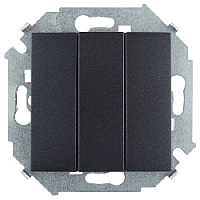 Дизайнерский выключатель, графит, 1591391-038, Simon, трехклавишный, серия 15