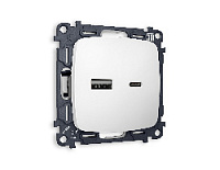 Комплект механизма розетки 2USB A+C 20W (быстрая зарядка) , белый матовый, MO131010 Ambrella Volt