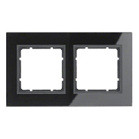 Дизайнерская рамка 2 местная, черный, глянцевый, стекло, 10126616 Berker, серия B.7