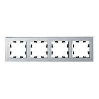 Дизайнерская рамка 4 местная, алюминий, стекло, ATN320304 Schneider Electric, серия Atlas Design Nature