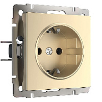 Дизайнерская розетка с заземлением и шторками, шампань металлик, W1171111 Werkel