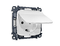 Комплект механизма электрической розетки с/з c шторками и крышкой, белый матовый, MO128010 Ambrella Volt