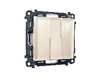 Комплект механизма 3-кл выключателя, бежевый глянец, MA305010 Ambrella Volt, трехклавишный