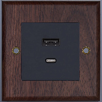 Дизайнерская розетка USB Type-C, коричневый, SWBY3B3A12 Salvador