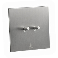 Дизайнерский выключатель Aura Никель браш, BAN2KTC Bonze двухклавишный проходной