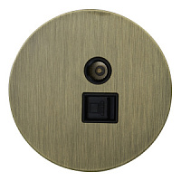 Розетка ТВ+компьютер RJ-45, круглая, EU030108, бронзовый, Salvador