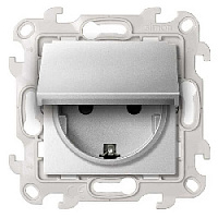 Дизайнерская розетка IP44 с заземлением, шторками и с крышкой, алюминий, 2450448-033 Simon, серия 24 Harmonie