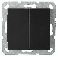 Дизайнерский выключатель, матовый черный, 83022PB, Wedder, двухклавишный, проходной